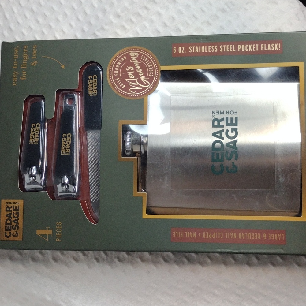 Cedar & Sage Nail Essentials Set with Flask